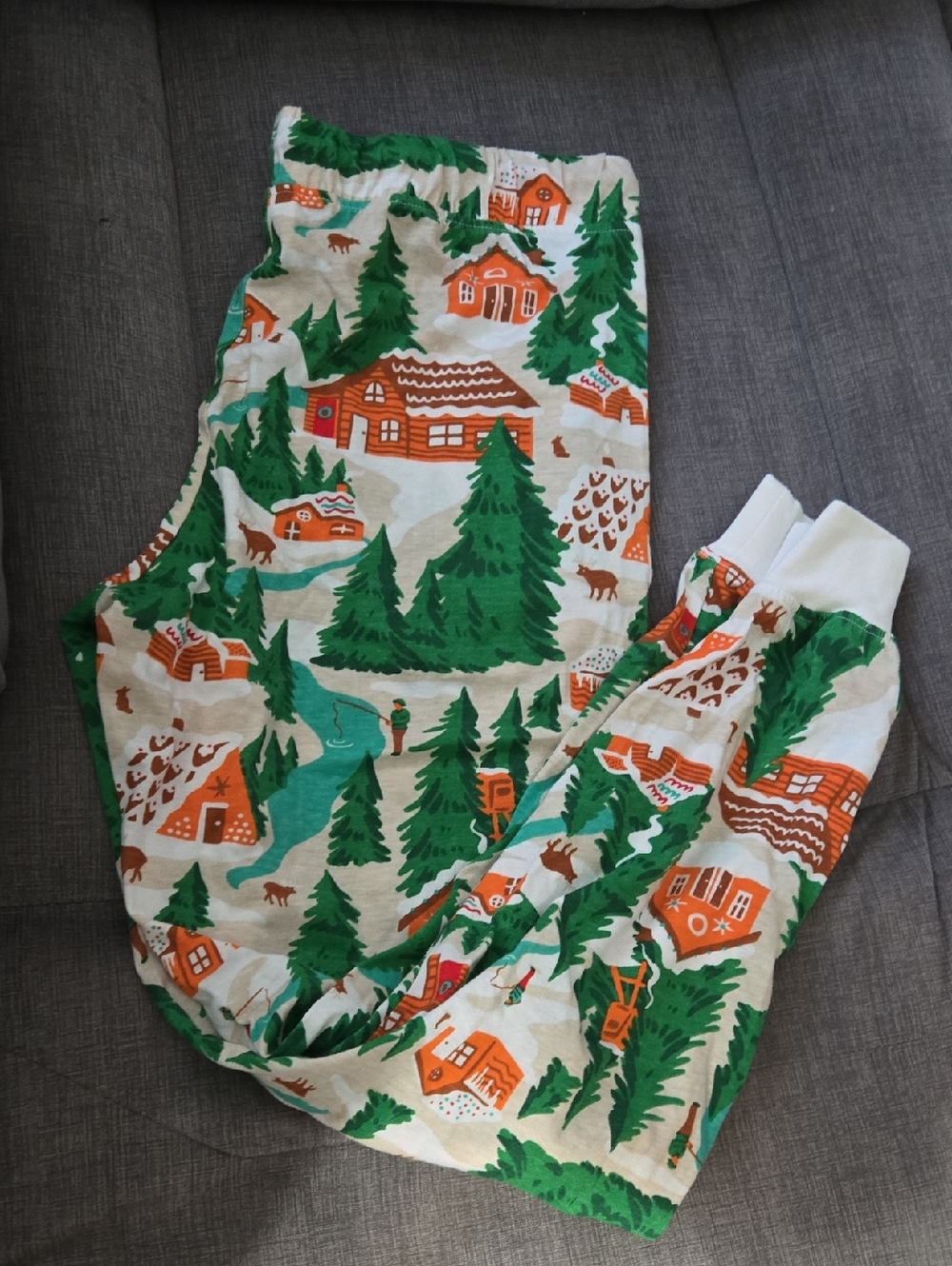 Magellan Outdoors Women's Cabin & Pine Tree Pajama Pants - Green & Orange